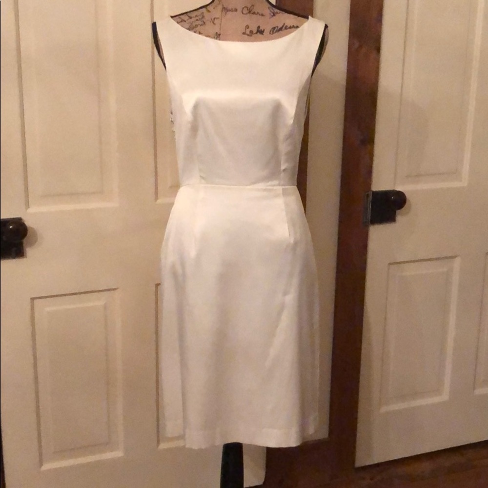 Black Halo White Satin Sheath Dress Size 8
